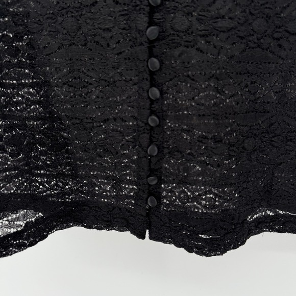 ALFANI Lace Short Button Up Kimono Women's Large Black Whimsigoth Goth Witchy - Picture 8 of 12